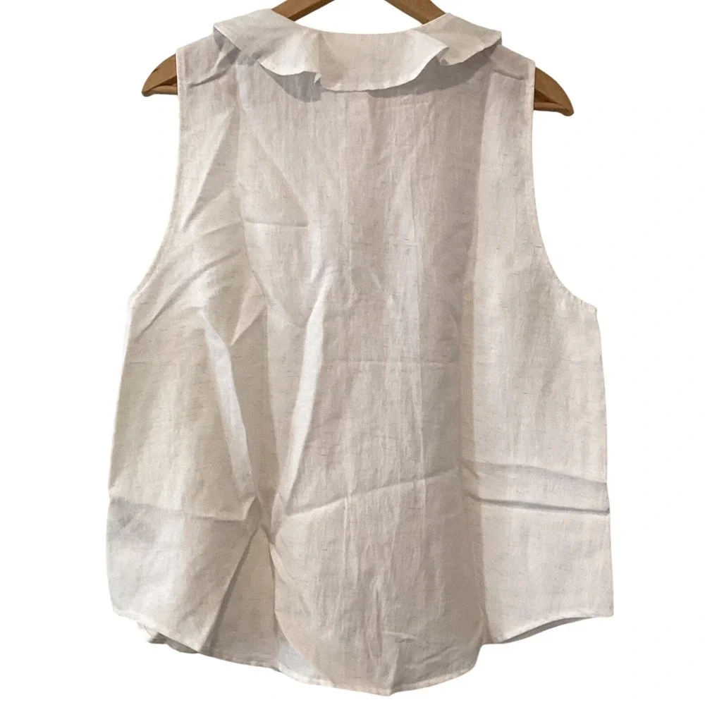 Cloth and Stone Cream Ivory Tie Front Ruffle Sleeveless Top XL NWT - Picture 7 of 8